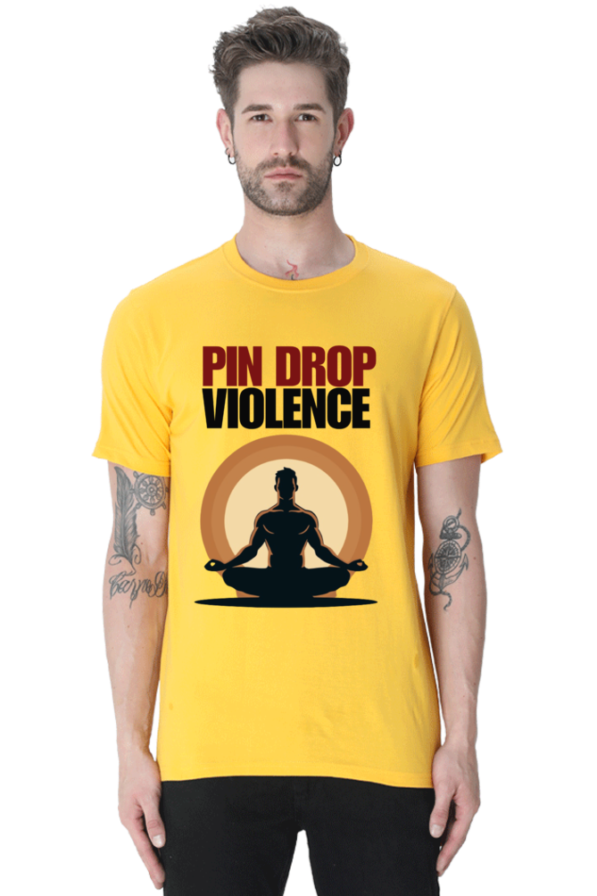 Male Round Neck Half Sleeve - Pin Drop violence